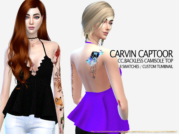 Sims 4 Backless camisole top by carvin captoor at TSR