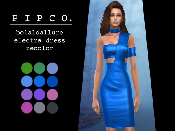 Sims 4 Belaloallure electra dress recolor by Pipco at TSR