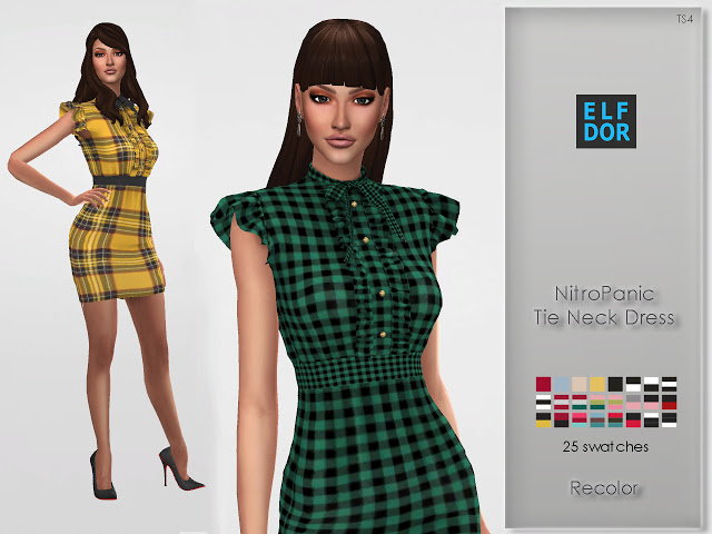 Sims 4 NitroPanic Tie Neck Dress RC at Elfdor Sims