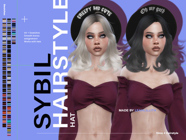 Sims 4 Sybil Hair by Leah Lillith at TSR