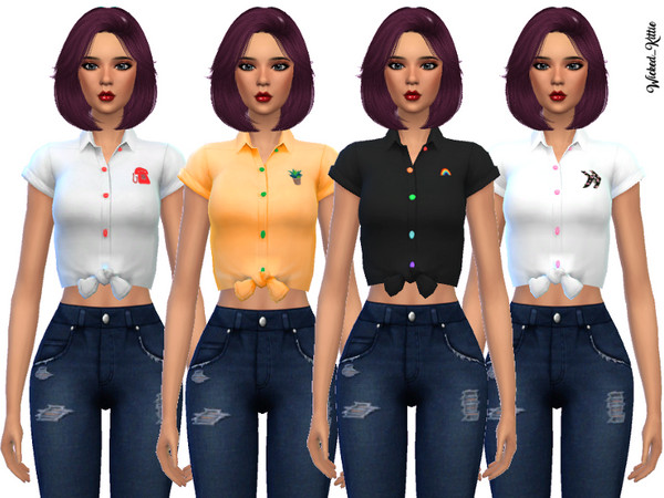 Sims 4 16 Fun Tied Tees by Wicked Kittie at TSR