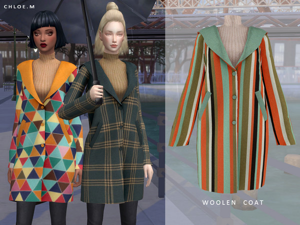 Sims 4 Woolen Coat F by ChloeMMM at TSR