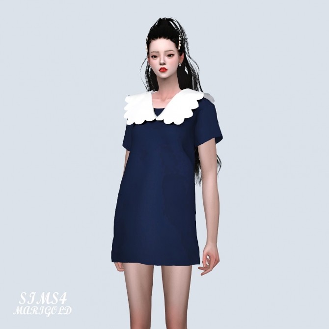 Sims 4 Scallop Collar Mini Dress (P) at Marigold