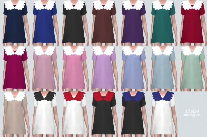 Sims 4 Scallop Collar Mini Dress (P) at Marigold