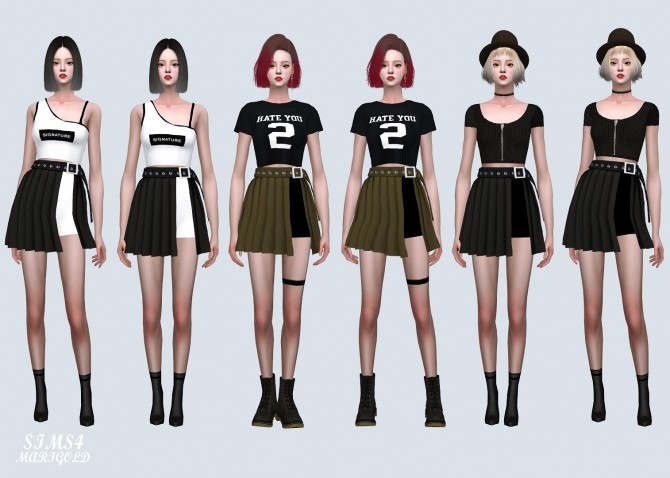 Sims 4 Layered Pleats Skirt With Shorts (P) at Marigold