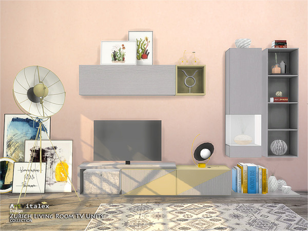 Sims 4 Zurich Living Room TV Units by ArtVitalex at TSR