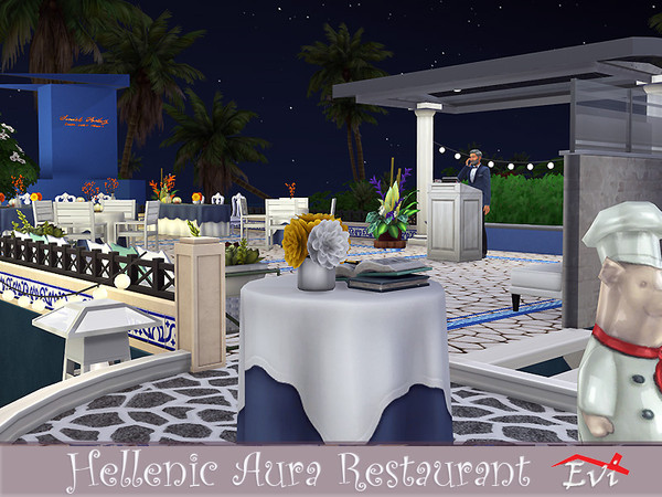 Sims 4 Hellenic aura restaurant by evi at TSR