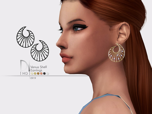 Sims 4 Venus Shell Earrings by DarkNighTt at TSR