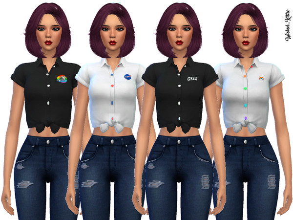 Sims 4 16 Fun Tied Tees by Wicked Kittie at TSR