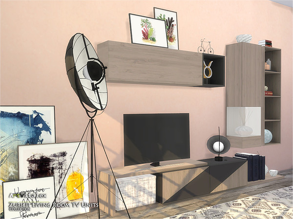 Sims 4 Zurich Living Room TV Units by ArtVitalex at TSR