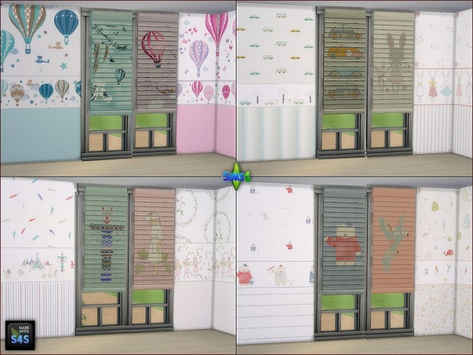 Sims 4 Wallpapers and blinds for kids room by Mabra at Arte Della Vita