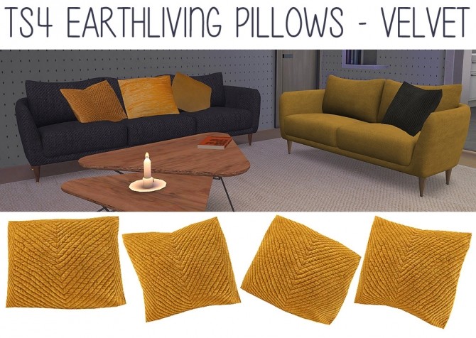 Sims 4 Earthliving pillows velvet at Riekus13