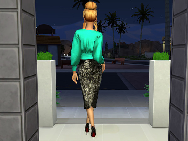 Sims 4 Snakeskin Leather Pencil Skirt by neinahpets at TSR