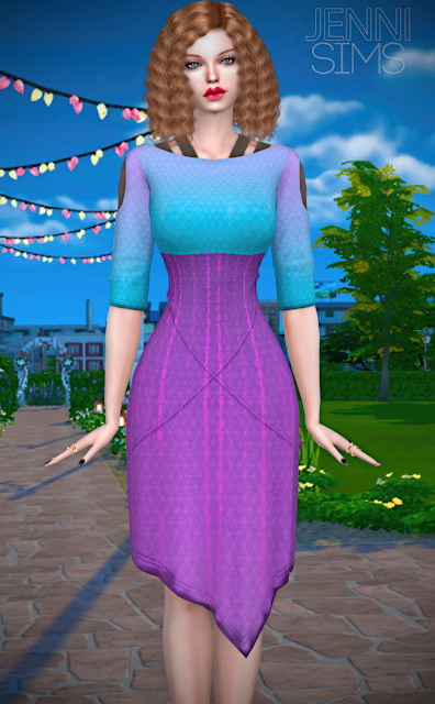 Sims 4 Asymmetrical Dress 19 designs at Jenni Sims