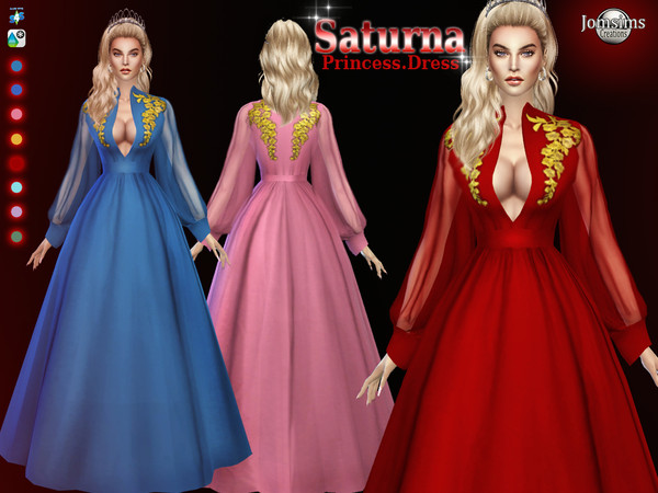 Sims 4 Saturna princess dress by jomsims at TSR