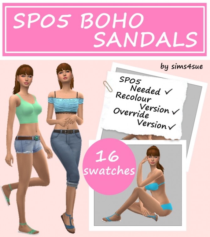 Sims 4 SP05 BOHO SANDALS at Sims4Sue