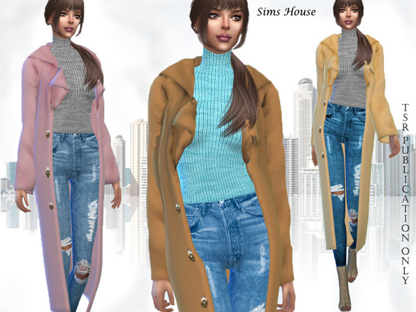 Sims 4 Long women coat by Sims House at TSR
