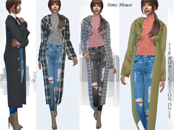 Sims 4 Long women coat by Sims House at TSR