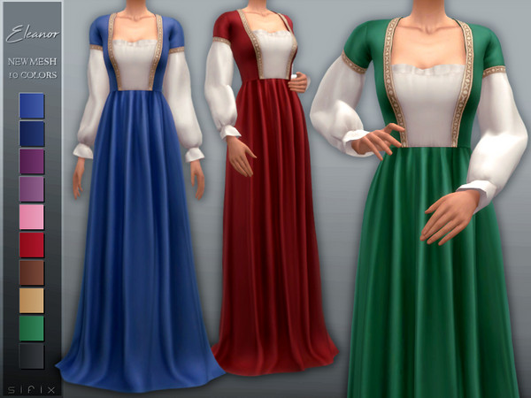 Sims 4 Eleanor Dress by Sifix at TSR