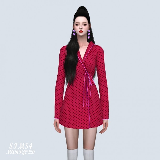 Sims 4 Strawberry Wrap Mini Dress (P) at Marigold