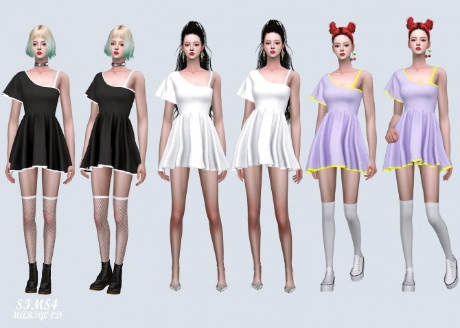 Sims 4 Funky Sleeves Mini Dress (P) at Marigold