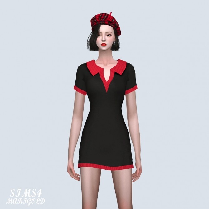Sims 4 Open Collar PK Mini Dress (P) at Marigold