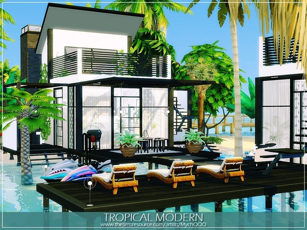 Sims 4 Tropical Modern house by MychQQQ at TSR