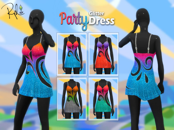 Sims 4 F Party Glitter Dress by RobertaPLobo at TSR