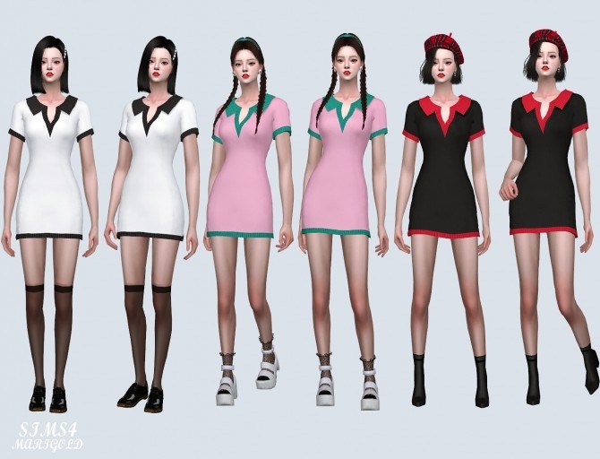 Sims 4 Open Collar PK Mini Dress (P) at Marigold