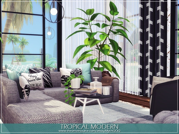 Sims 4 Tropical Modern house by MychQQQ at TSR