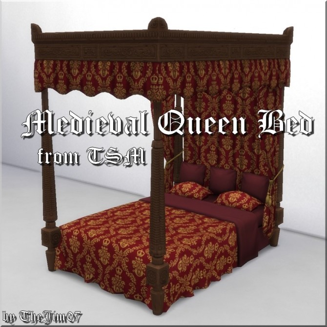 Sims 4 Medieval Queen Bed by TheJim07 at Mod The Sims