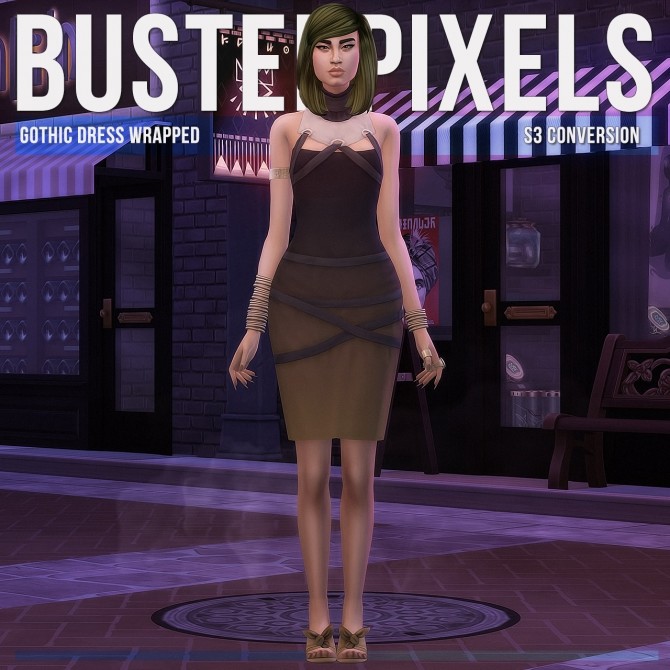 Sims 4 Gothic Dress Wrapped S3 Conversion at Busted Pixels