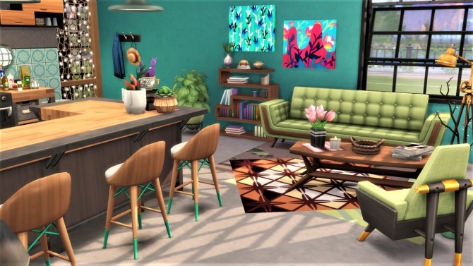 Sims 4 Modern Green&Wood Space at Agathea k