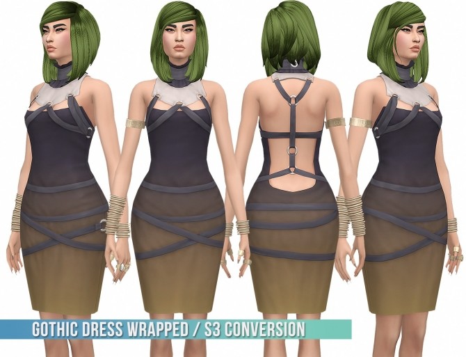 Sims 4 Gothic Dress Wrapped S3 Conversion at Busted Pixels