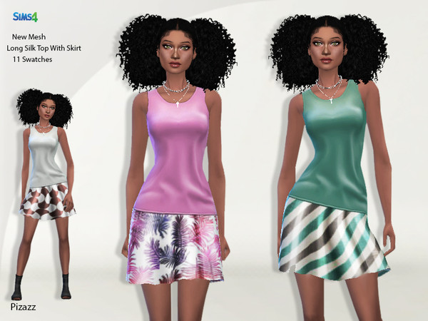 Sims 4 Long Silk Top With Skirt by pizazz at TSR
