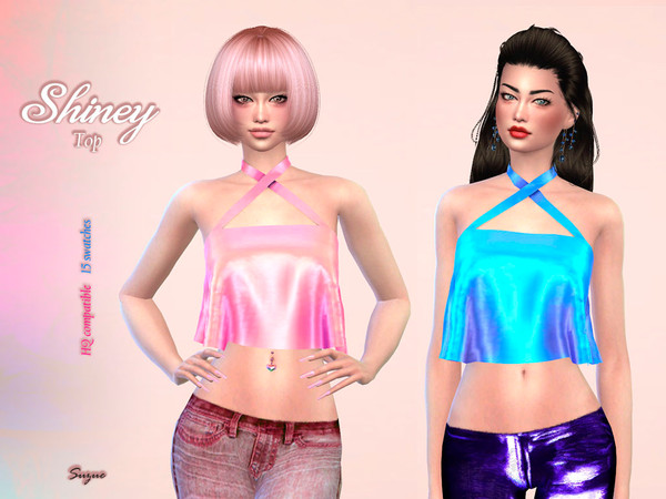 Sims 4 Shiney Top by Suzue at TSR