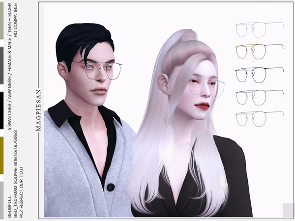 Sims 4 Square boeing glasses by magpiesan at TSR