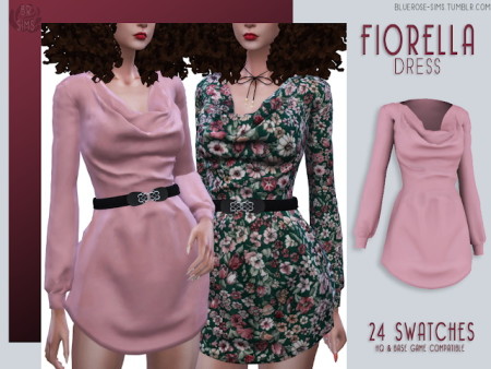 Fiorella dress and belt at BlueRose-Sims