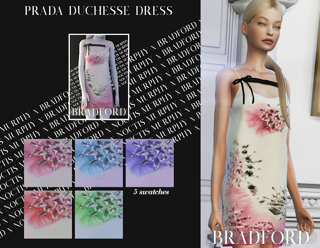 Sims 4 Duchesse Dress With Tye Dye Print at MURPHY