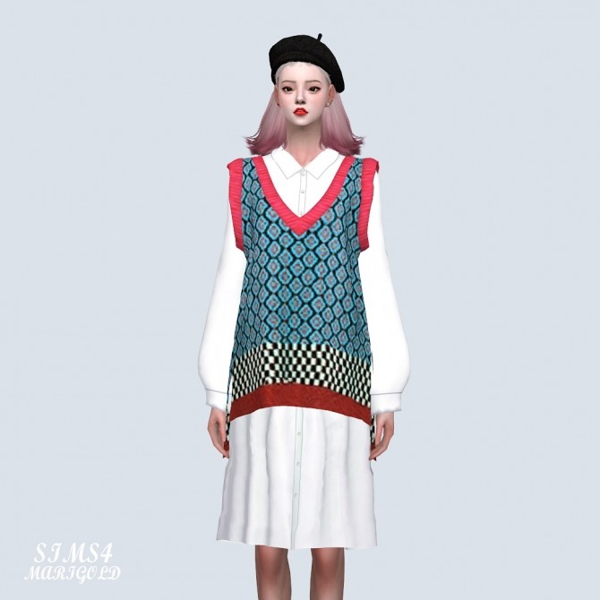 Sims 4 Vest With Midi Dress (P) at Marigold