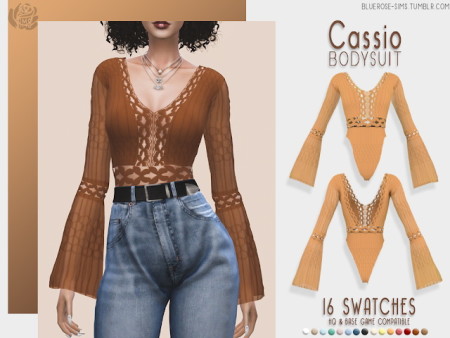 Cassio set: bodysuit and shorts at BlueRose-Sims
