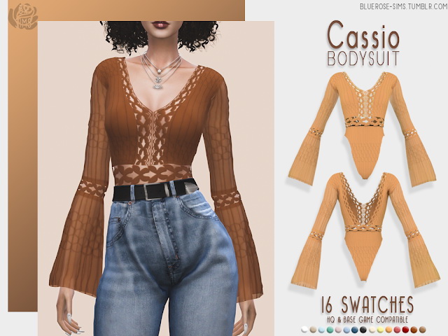Sims 4 Cassio set: bodysuit and shorts at BlueRose Sims