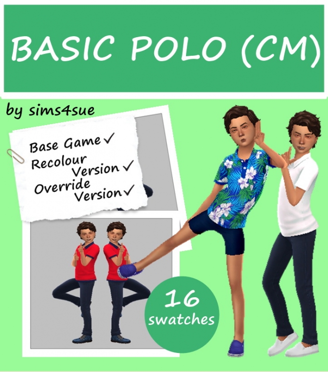 BASE GAME BASIC POLO (CM) at Sims4Sue » Sims 4 Updates