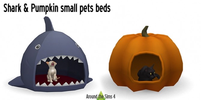 Sims 4 Shark & Pumpkin cat and small dog bed by Sandy at Around the Sims 4