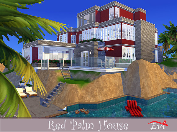 Sims 4 Red Palm House by evi at TSR