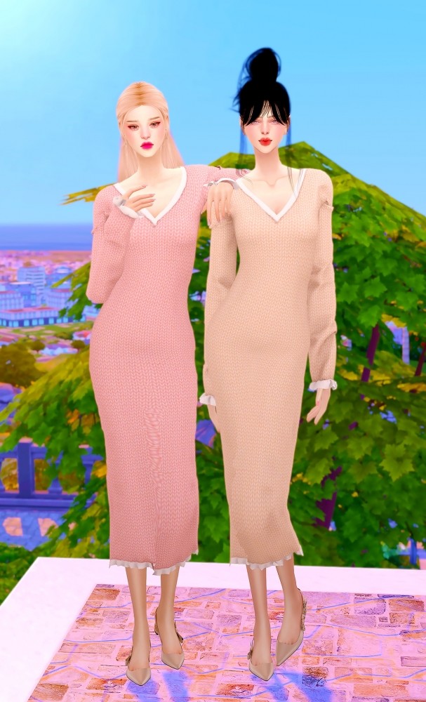 Sims 4 Knit Long dress at RIMINGs