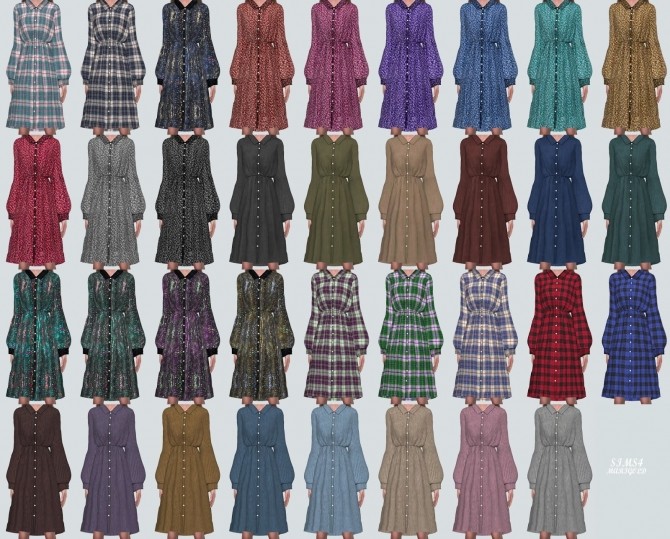 Sims 4 Elastic Shirts Midi Dress (P) at Marigold