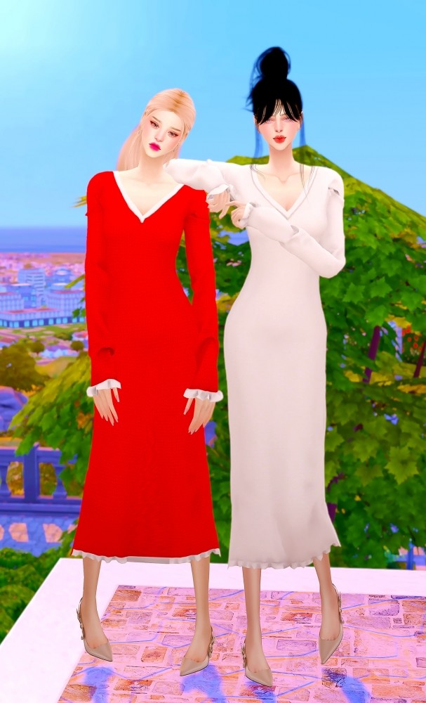 Sims 4 Knit Long dress at RIMINGs