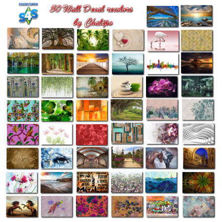 50 Wall Decal recolors by Chalipo at All 4 Sims