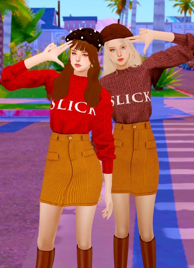 Sims 4 Round neck Knit Twopiece at RIMINGs